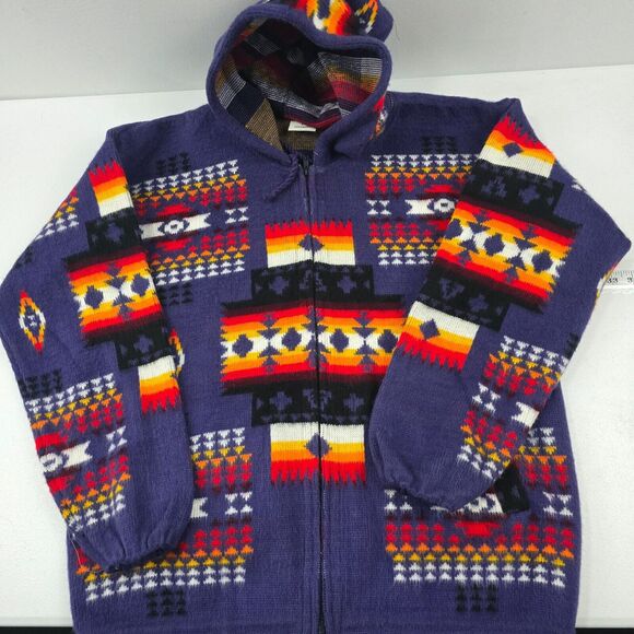 CAMPTEX Wool Sweater‎ Aztec western full zip womens Large purple 4853 Navajo - Picture 1 of 8